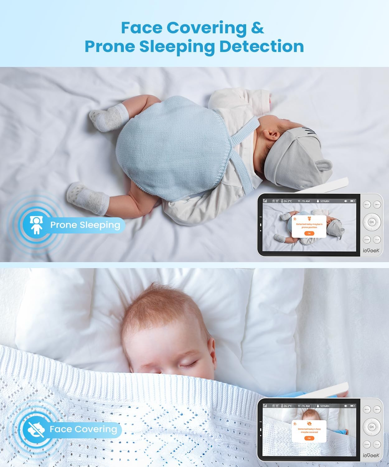 ieGeek 5.5'' Split-Screen Baby Monitor,2.5K UHD Camera Baby Monitor Mount Bracket