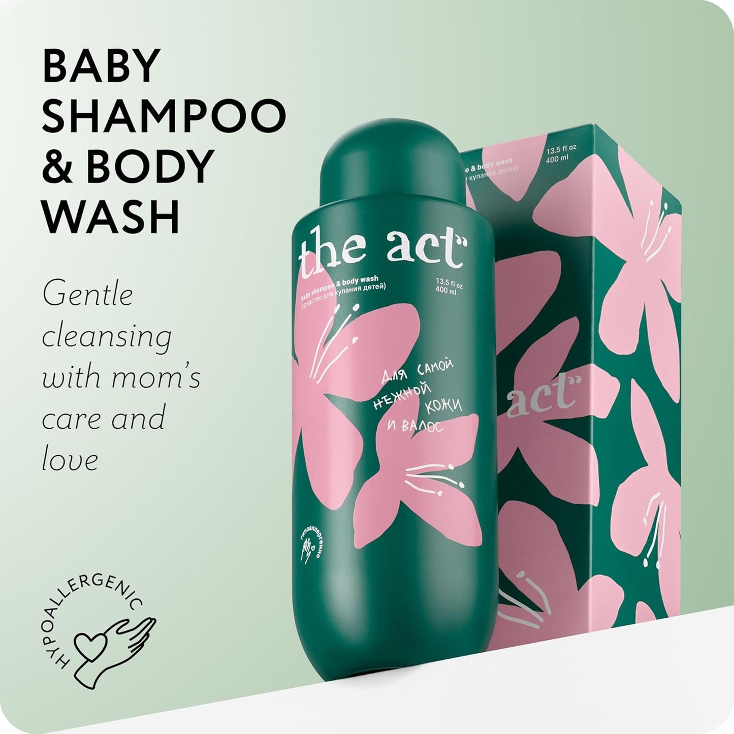 The Act Organic Baby Shampoo and Body Wash with Chamomile - Hypoallergenic, Natural Oils, Tear-Free, for Sensitive Skin and Fine Hair, for Kids 3+, Sulfate-, Paraben-, Phthalate-, Dye-Free,13.5 Fl Oz