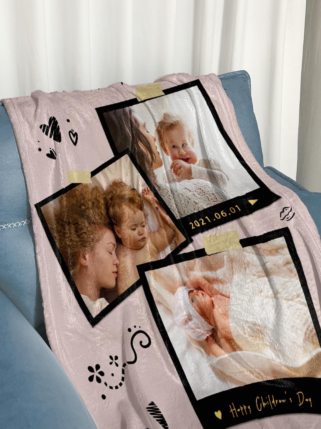 Personalized Mother's Day Blanket Gifts for Mom Custom Flannel Blankets with Photos Pictures Text， Customized Mothers Day Birthday Gift for Mom Grandma Wife, 60 * 80in