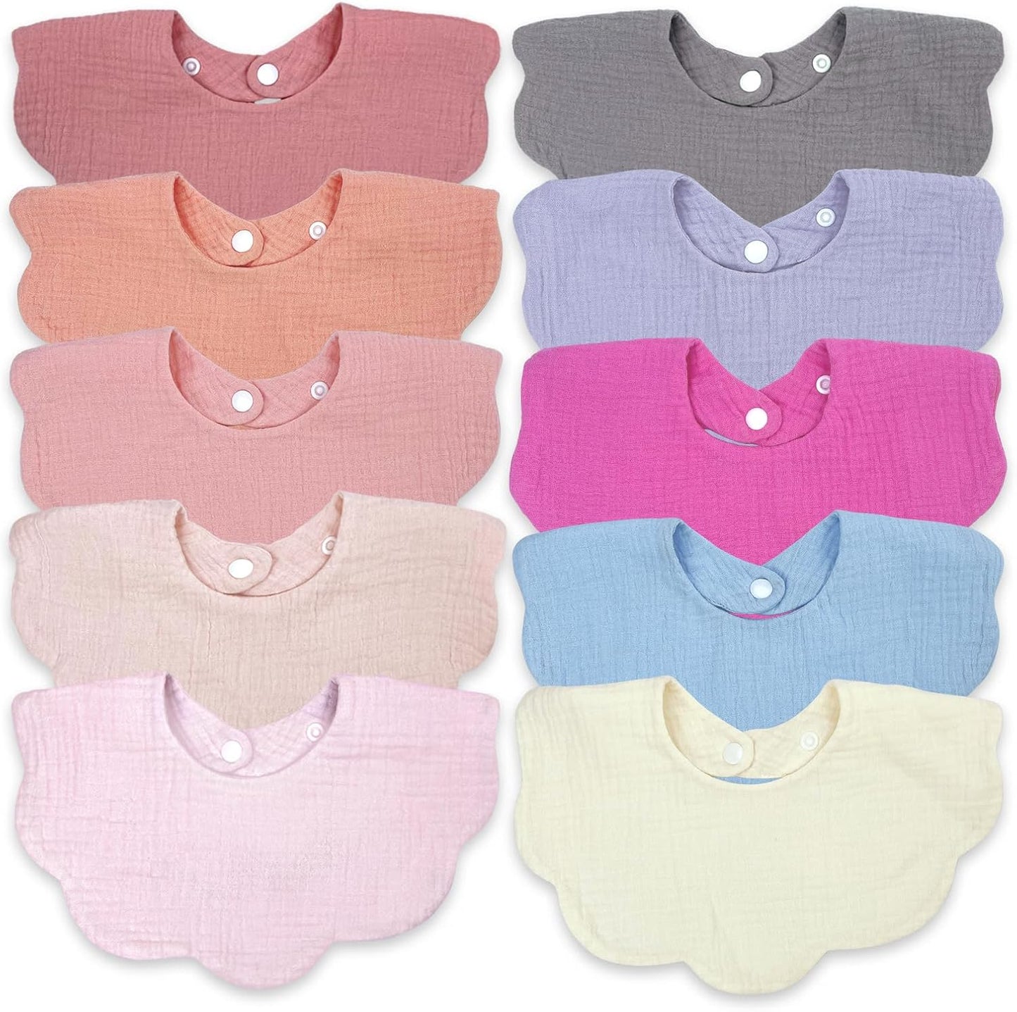 Baby Bibs Muslin Bibs for Baby Girl Boy for Drooling and Teething 10 Pack