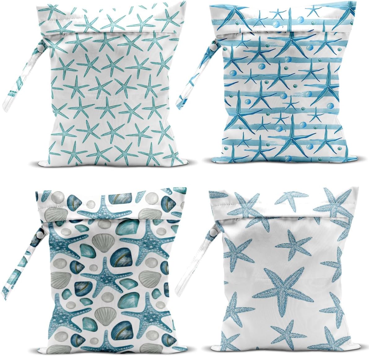 4 Pcs Wet Bag, Wet Dry Bag, Waterproof Bag, Swimsuit, Beach Bag, Wet Bag for Pool, Beach, Diapers, Nanobag, Cruise Ship Essentials, Starfish Accessories Travel Essentials for Women