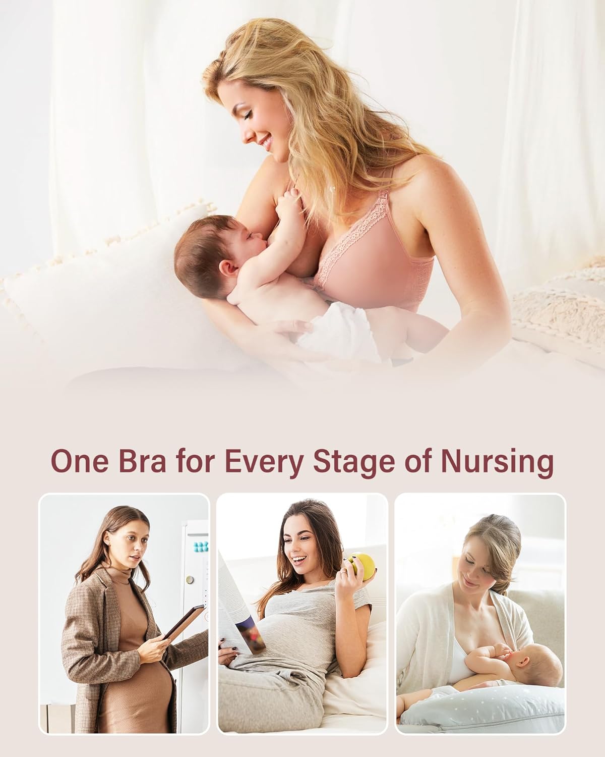 Stelle Lace Nursing Bras for Breastfeeding Seamless Pregnancy Maternity Wireless Bralette with Pads, Extenders