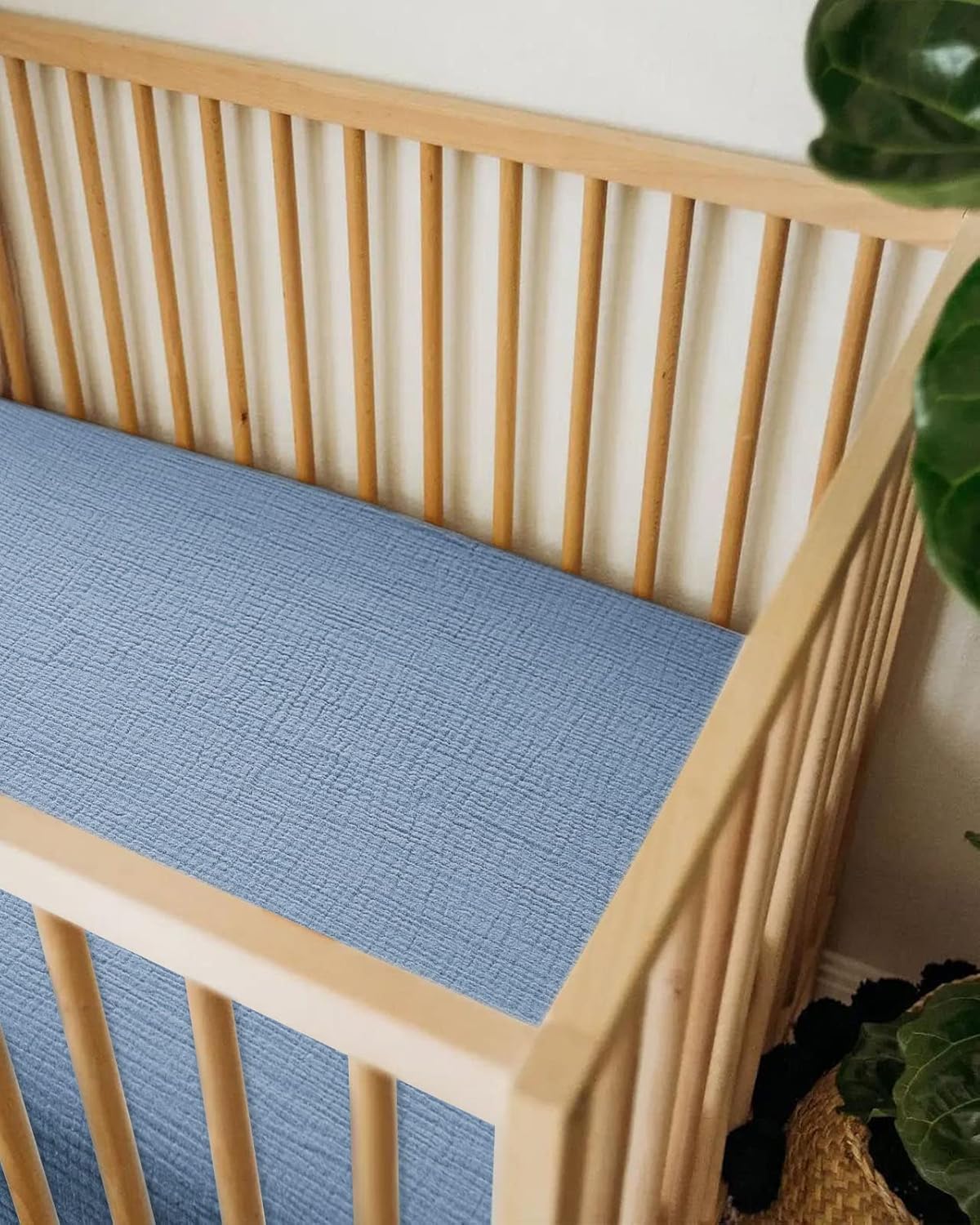 Crib Sheets for Boys Girl, Fitted Baby Toddler Bed Sheets 28" x 52", Neutral Muslin Cotton Crib Mattress Bedding Soft and Breathable Comfort (Costume Blue)