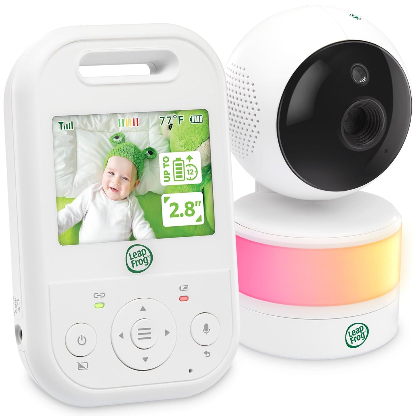 LeapFrog LF2513 Baby Monitor, 2.8" IPS LCD Screen, Pan-Tilt-Zoom, 1000ft Range, Night Vision, Soothing Lullabies, Night Light, 2-Way Audio,Temperature Sensor, Secure Transmission No WiFi