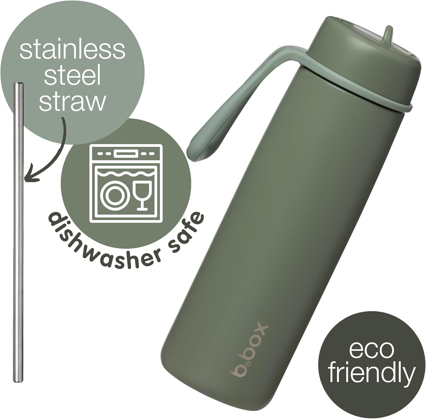 b.box Triple Insulated 23oz Water Bottle w/Stainless Steel Straw. 44 Hours Cold. Leak Proof Tumbler with Lid and Straw for Travel, Gym & School. BPA Free Sports Water Bottles.