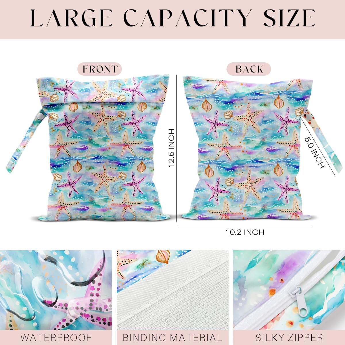 4 Pack Wet Bag for Swimsuit, Beach Travel Essentials Wet Dry Bag, for Sunscreen Toiletry Dirty Clothes Yoga Gym Diaper, Friend Summer Beach Vacation Gifts. Ocean Series