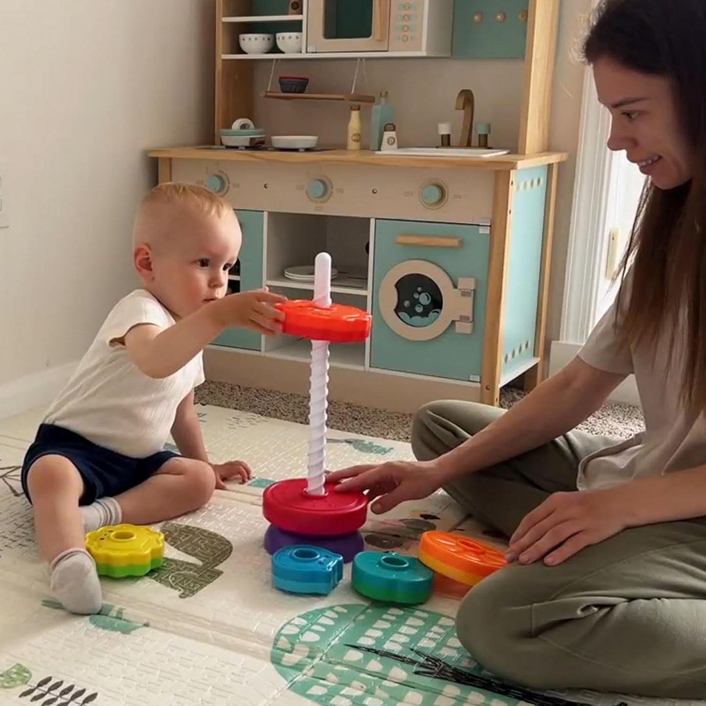 Montessori Toys for 1+ Year Old, Educational Stacking Spinning Baby Toys, Learning Toys Sensory Toys for Toddlers 1-3, Christmas Birthday Easter Gift for Babies 12-18 Months