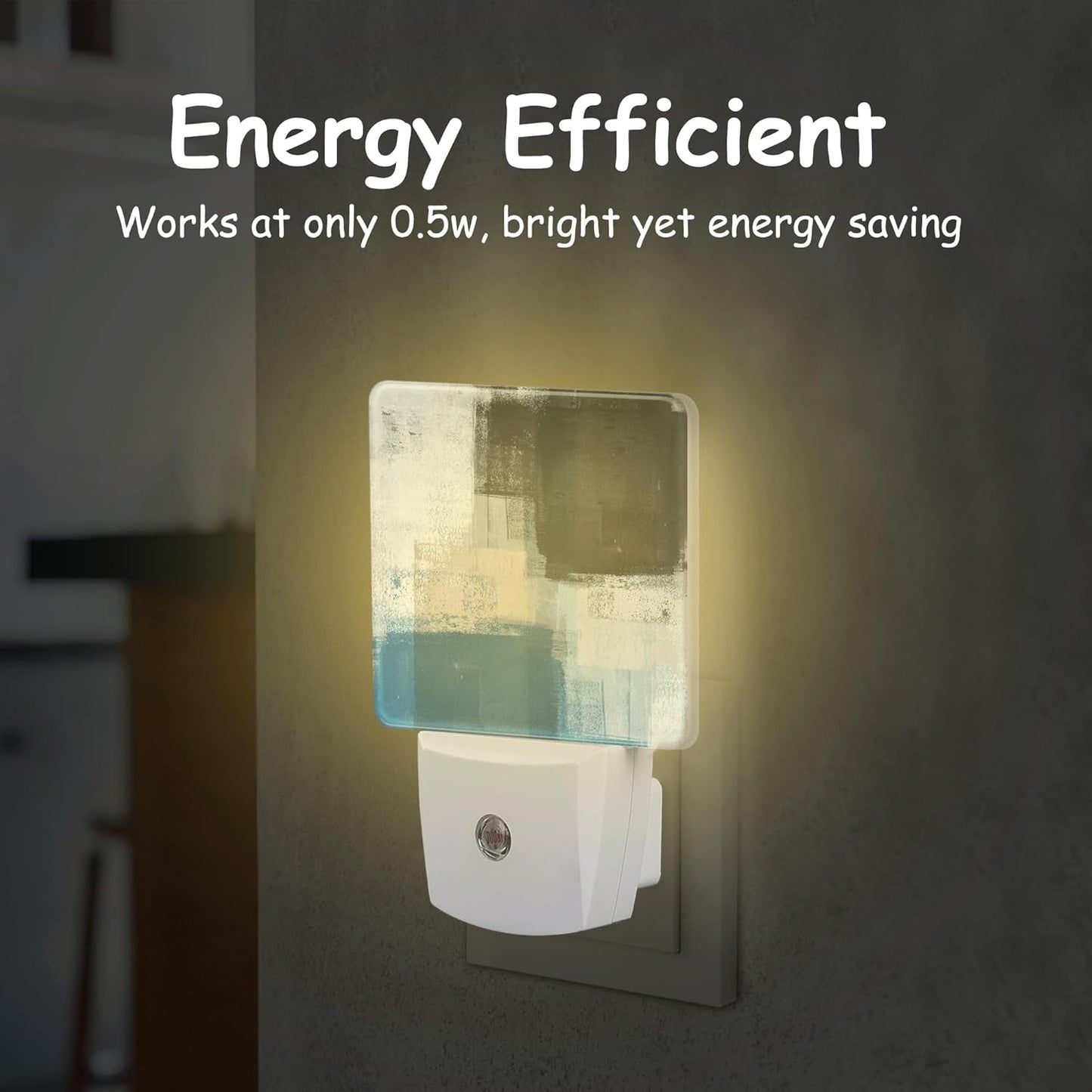 Night Light,Blue Beige Black Grey Art Painting Plug-in Night Light Auto Dusk-to-Dawn Sensor Energy Efficient LED Lamp for Room Decor,Hallway,Kitchen,Bathroom,Nursery,Stairs