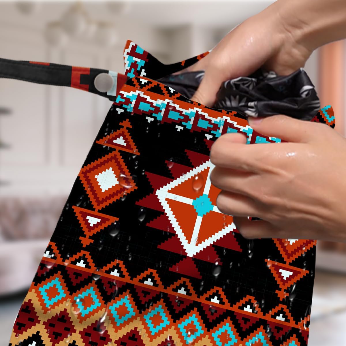 4 Pack Southwestern Boho Aztec Wet Bag Waterproof Washable Reusable Wet Dry Bag for Swimsuit Clothes Cloth Diaper Travel Beach Pool Yoga Gym Toiletries Gift for Women Sister Bestie Birthday Christmas