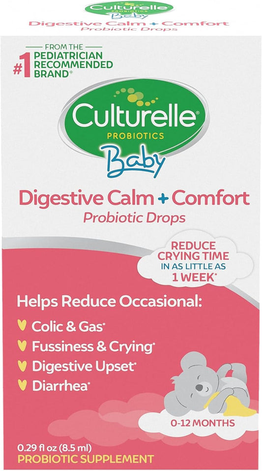 Culturelle Baby Digestive Calm & Comfort Probiotic (Age 0-12 Mos) 8.5Ml, Helps Periodic Colic, Gas, Fussiness, Crying & Digestive Upset In Infants & Newborns, Vegan Non-Gmo Gluten-Free, 1 Mos. Supply
