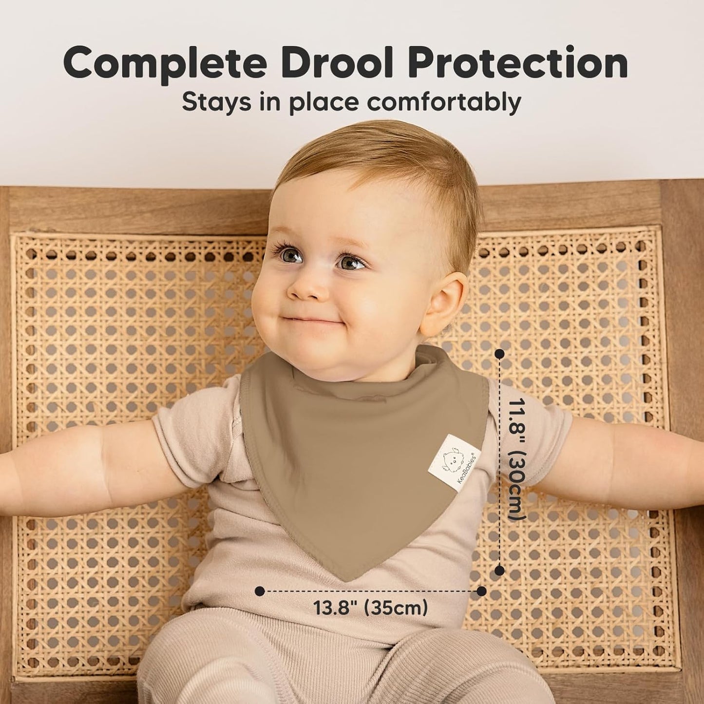 8-Pack Organic Baby Bandana Bibs for Boys, Girls - Super Absorbent Triangle Baby Bibs for Drooling and Teething Infant, 100% Cotton Extra Soft for Newborn, Infant 0-36 Months (Terracotta)