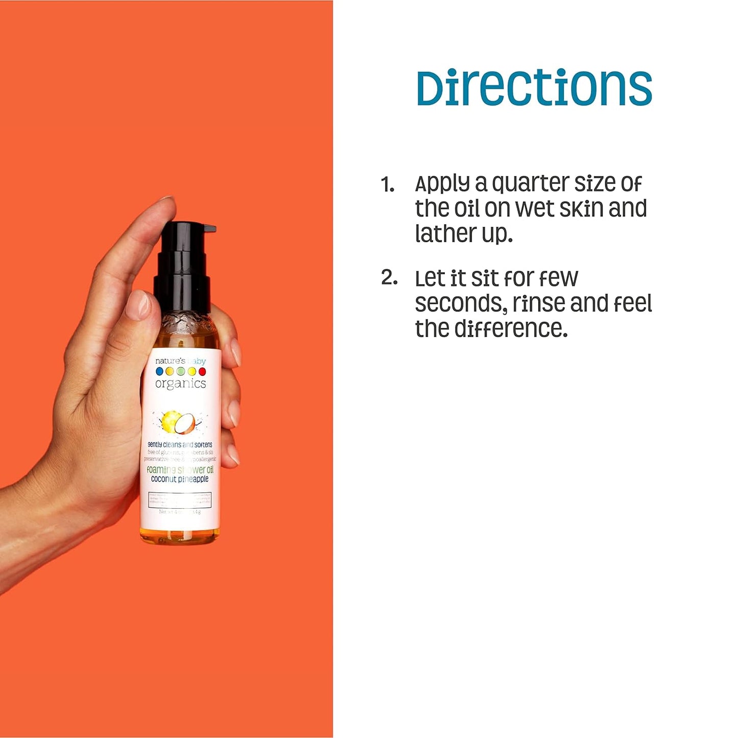 Nature's Baby Gentle Cleansing Bath & Shower Oil Combination For Mom and Baby, Formulated for Dry & Sensitive Skin, No Sulfate, DEA, Preservatives or Paraben, Coconut Pineapple, 4 Oz