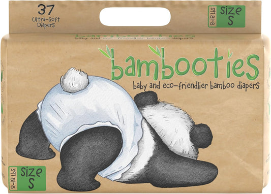 Bamboo Baby Diapers, Totally Chlorine Free for Sensitive Skin for Newborns to XXL. Hypoallergenic & Non Toxic Eco Friendlier Plant-Based Materials. TCF Small Size 1 to 2 (37 ct)