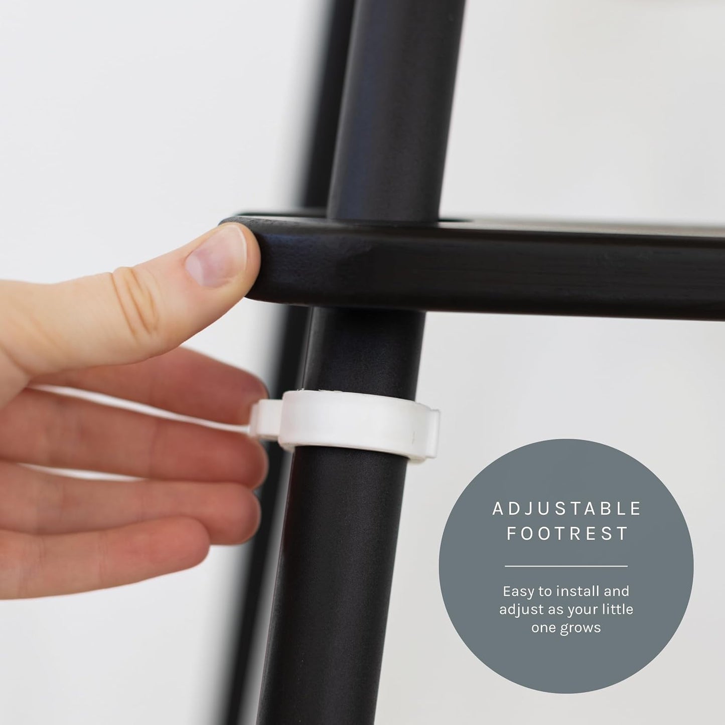 Yeah Baby Goods Adjustable Footrest & Leg Wrap Set Compatible with The Antilop Highchair (Black) - High Chair Accessories Bundle - Attachable Foot Rest w/Support Clamps & Matching Leg Stickers