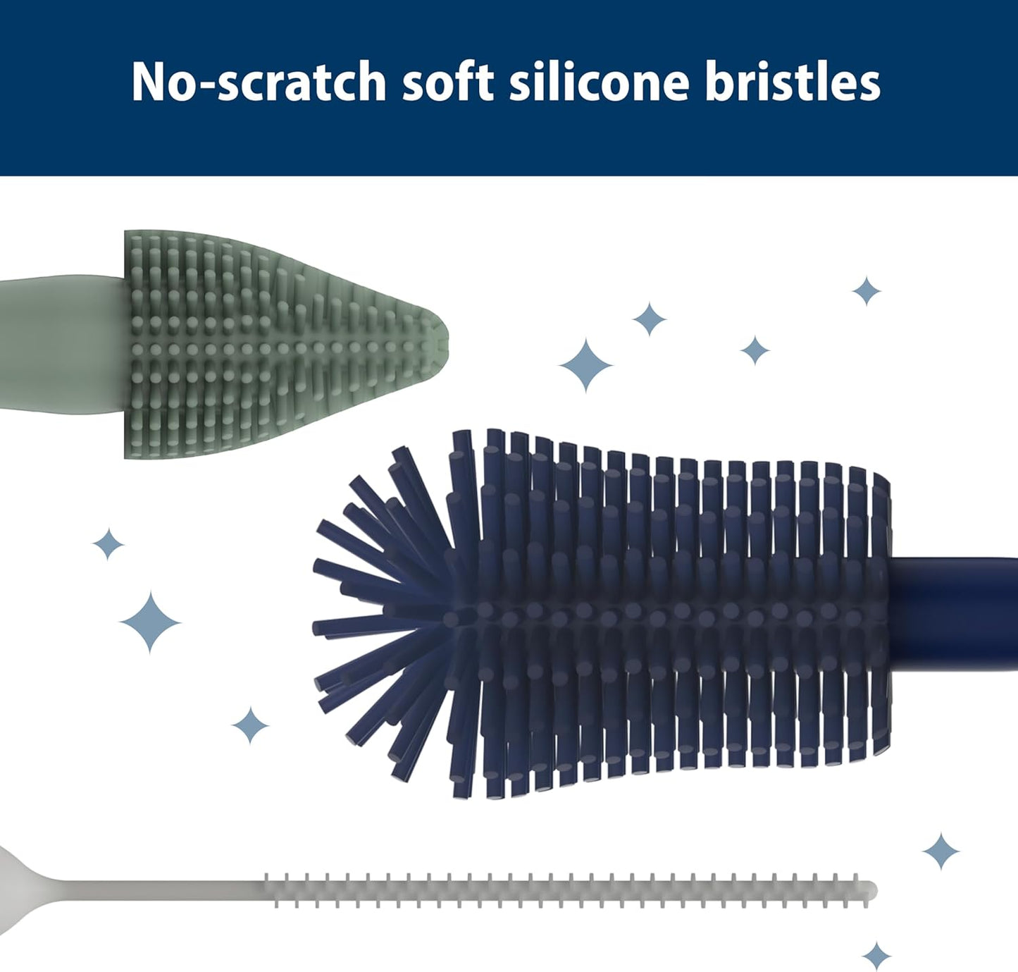 Dr. Brown's Silicone Cleaning Brush Set with Bottle, Spout, and Straw Brush, 3 Brushes to Clean Baby Bottles, Spouts, Nipples, and Straws, BPA Free – 36-Pack