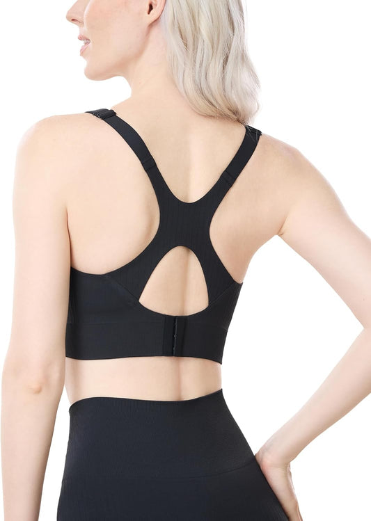 Momcozy Nursing Bras for Breastfeeding, Ribbed Maternity Bra with Racerback, Soft Stretchy Nursing Sports Bra for Yoga