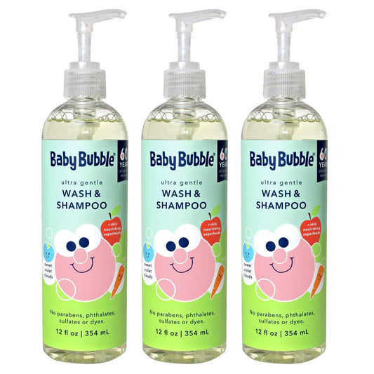Mr. Bubble Baby Bubble Ultra Gentle Body Wash & Shampoo, Sweet Violet Clouds Scent, 12 oz. Pack of 3