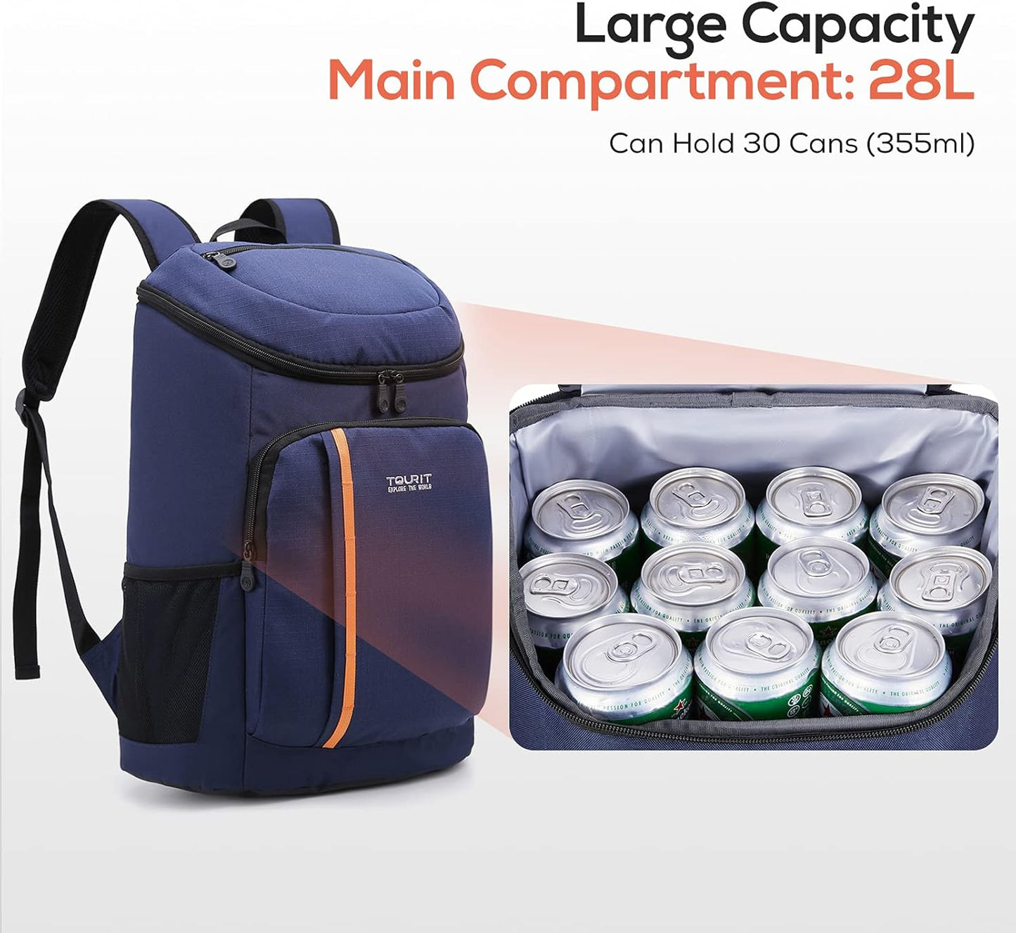 TOURIT Cooler Backpack 30 Cans Lightweight Insulated Backpack Cooler Leak-Proof for Men and Women