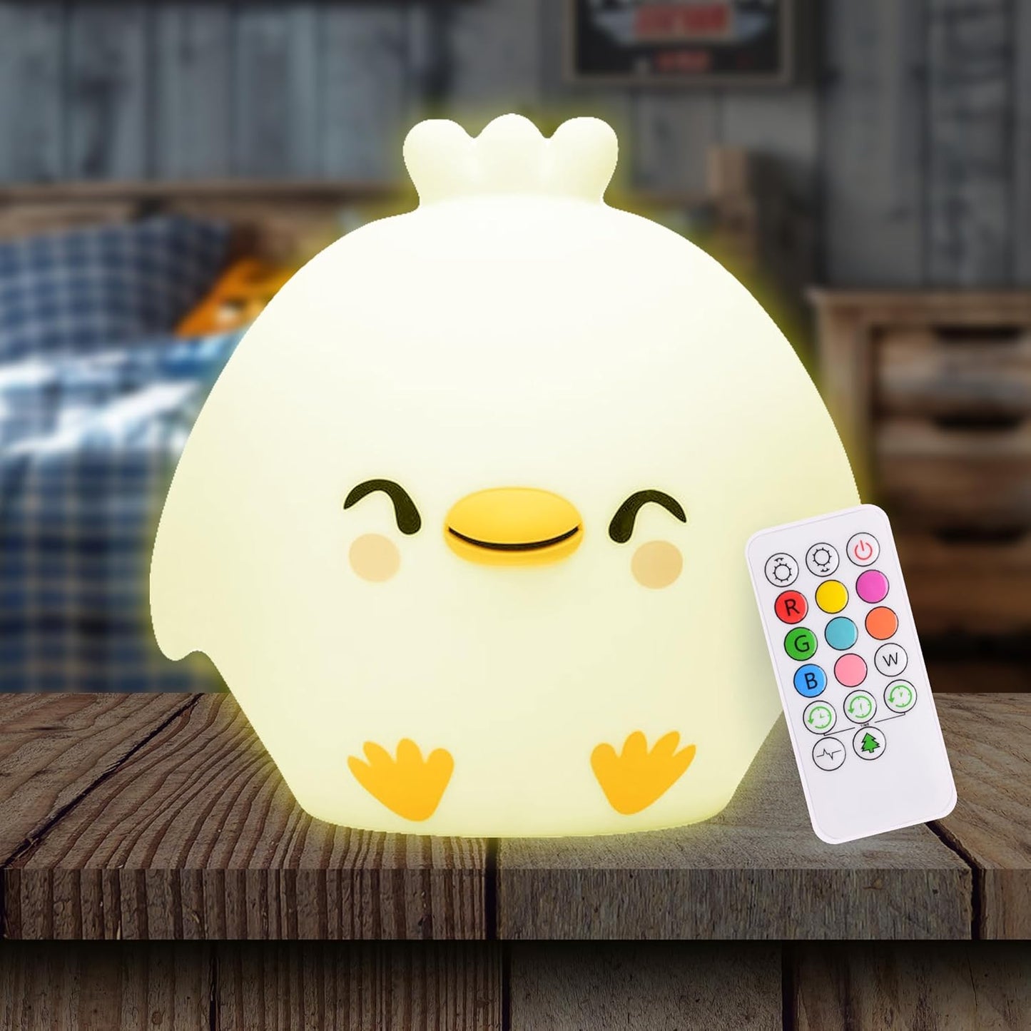 Lumipets Clara The Chick Squishy Silicone Night Light for Kids | Cute Night Light with Remote & Touch Control for Baby & Toddler Bedrooms | Color Changing Portable Animal Nightlight | Soft Mood Lamp