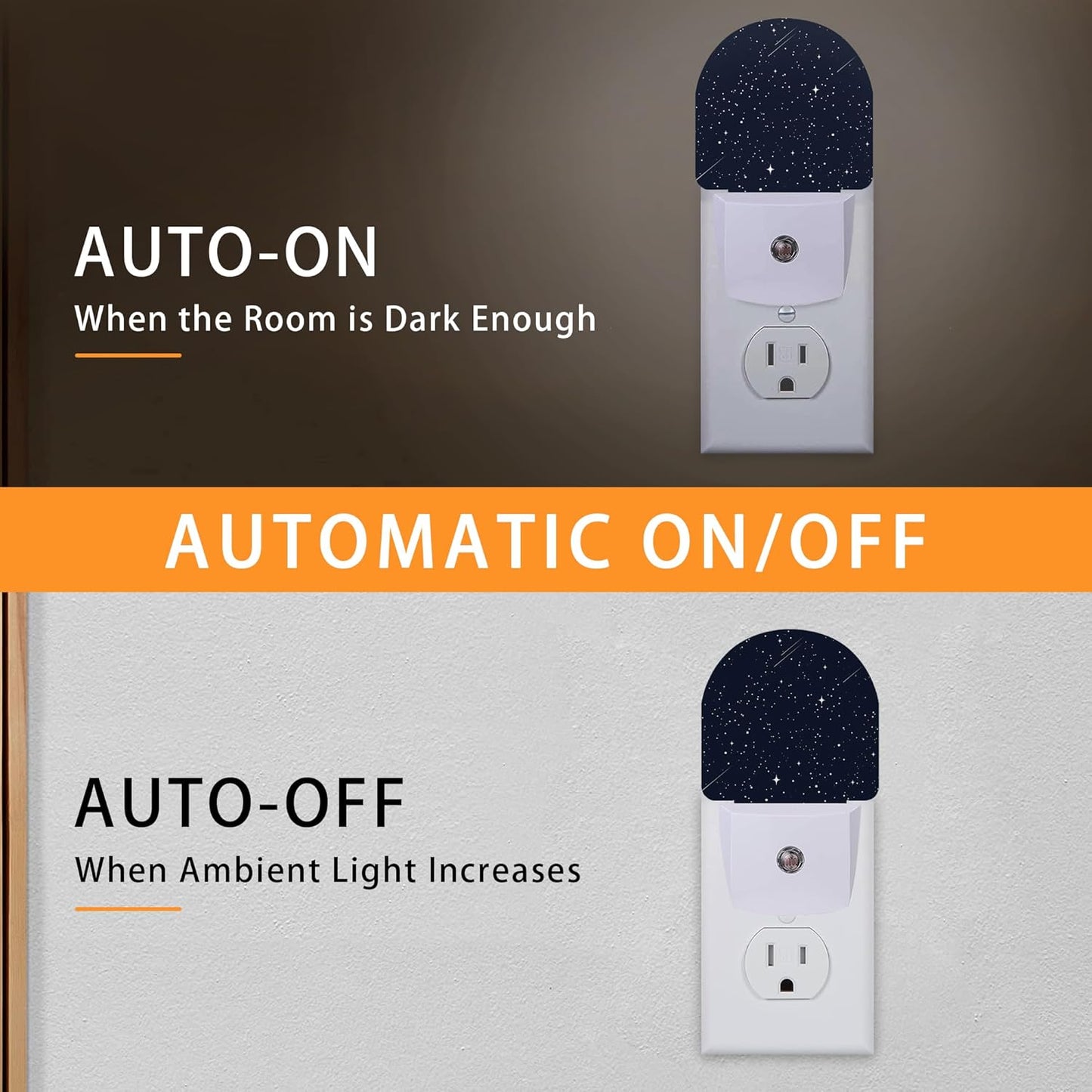 Starry Sky Meteor Night Light,Night Lights Plug into Wall with Dusk to Dawn Sensor,Lamp for Bedroom Bathroom Hallway Nightlight for Women Girls