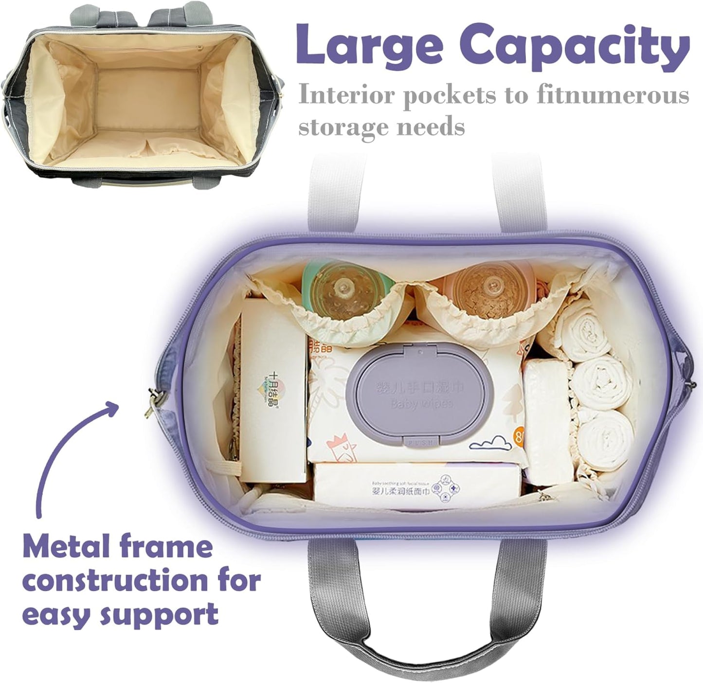 Personalized Diaper Bag for Baby Boys, Large Capacity Custom Diaper Bag with Name, Mom Bag Backpack, Waterproof, Adjustable Shoulder Straps Nappy Bag, Blue Crown