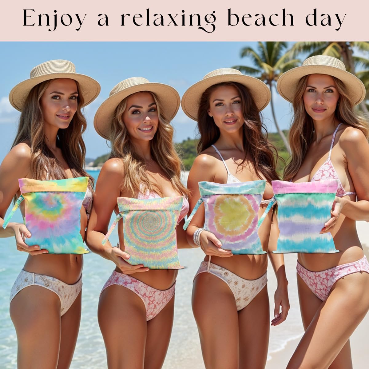 4 Pack Wet Bag for Swimsuit, Beach Travel Essentials Wet Dry Bag, for Sunscreen Toiletry Dirty Clothes Yoga Gym Diaper, Friend Summer Beach Vacation Gifts. Visual impact