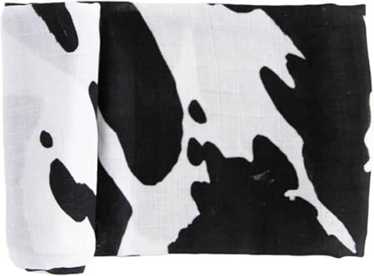 RED ROVR 100% Organic Cotton Muslin Swaddle | Newborn Receiving Blanket | Baby Wrap | Boy, Girl, Unisex | Soft, Lightweight, Breathable | Burping, Nursing, Swaddling | 44" x 44" | Moo Cow