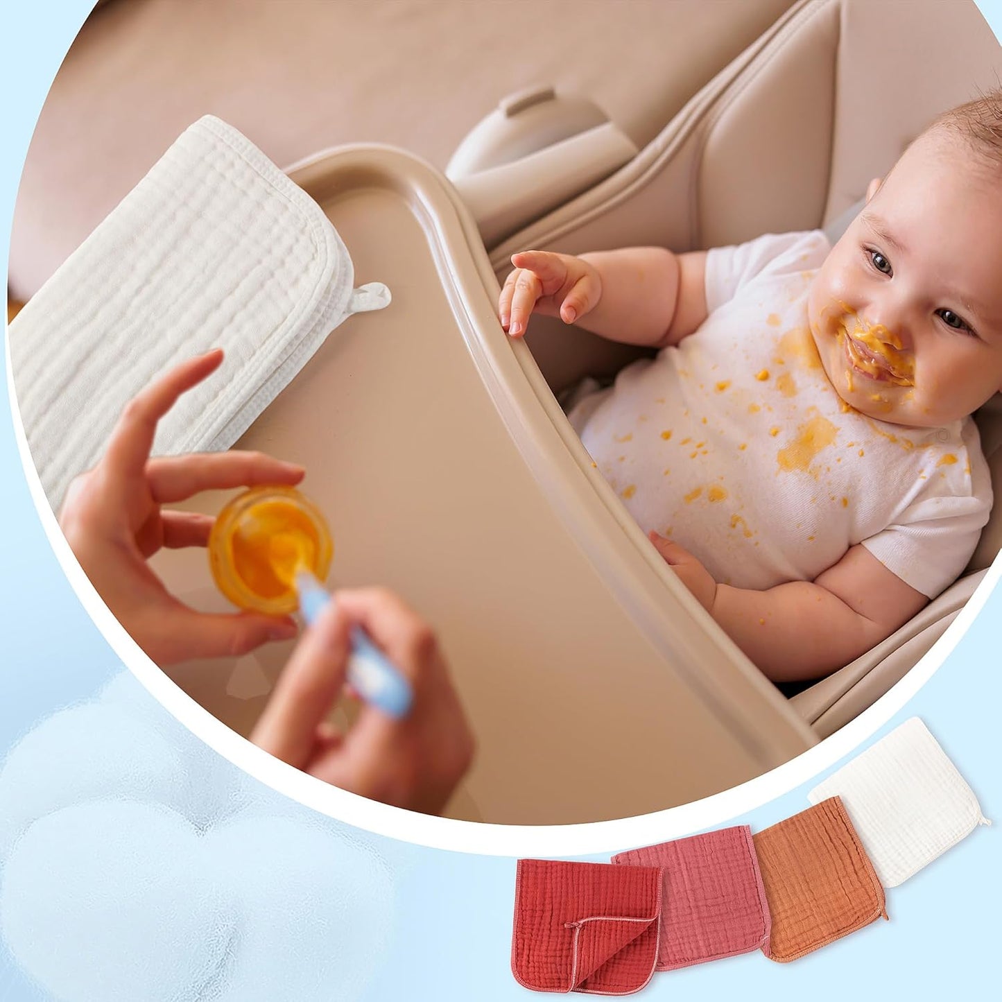 Buryeah Muslin 20 Pcs Burp Cloths Large 20" x 10" 100% Cotton 6 Layers Ultra Absorbent and Soft Hand Washcloths for Baby Drool and Messes Gentle Burp Cloth for Boys & Girls(Multi Colors)