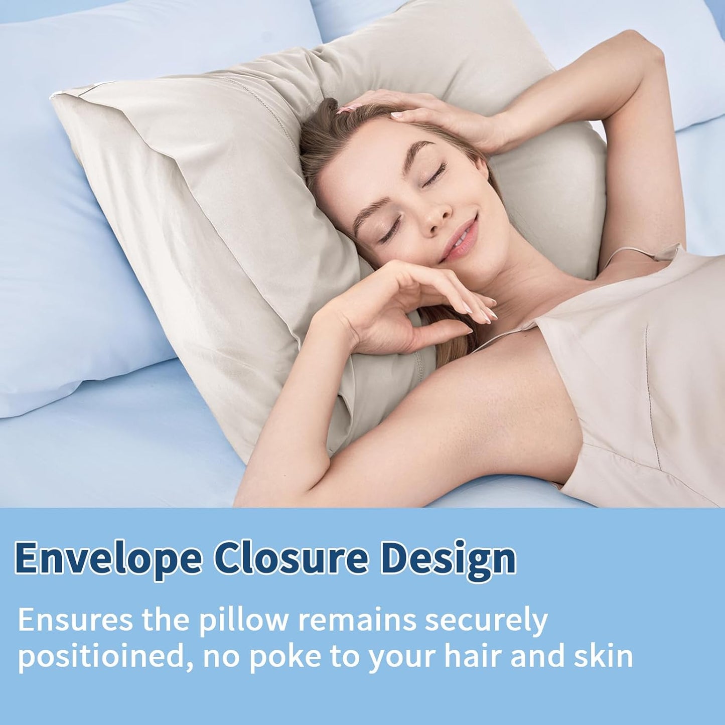 Cooling Pillow Cases King Size Set of 2, Ice Cool Silky Pillow Covers for Hot Sleepers & Night Sweats, Reduces Wrinkles & Frizz Softer Like Silk Pillow Cases, Champagne, Christmas Stocking Stuffers