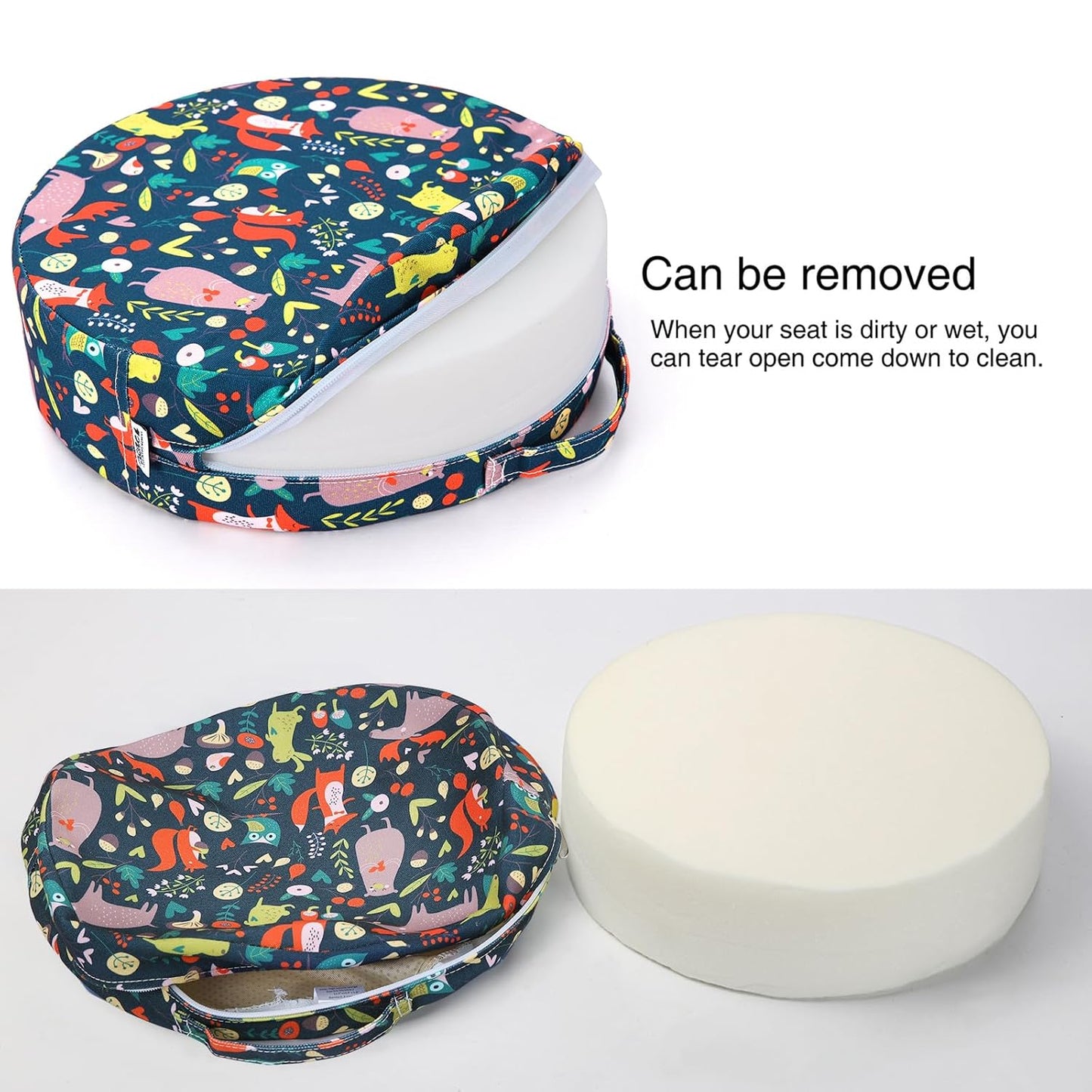 Zicac Portable Seat Cushion Washable with Non-Slip Bottom, Detachable Strong Support Cushion for Toddler Kids Baby Infant (Forest)