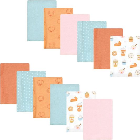 Luvable Friends Hudson Baby Flannel Burp Cloths 12pk, Harvest Pumpkin Spice