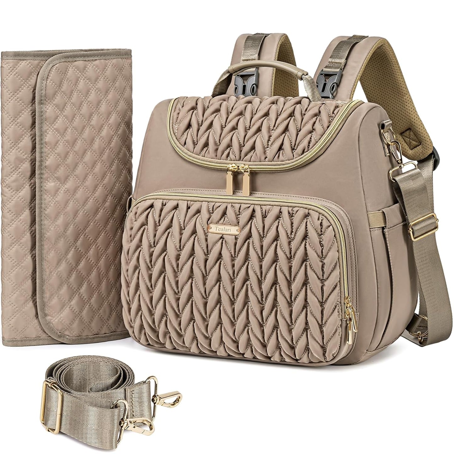 4 in 1 Convertible Diaper Bag Backpack,Waterproof Baby Diaper Bag with Changing Pad,Converts into Baby Tote Bag,Diaper Backpack,Stroller Bag and Crossbody Diaper Bag