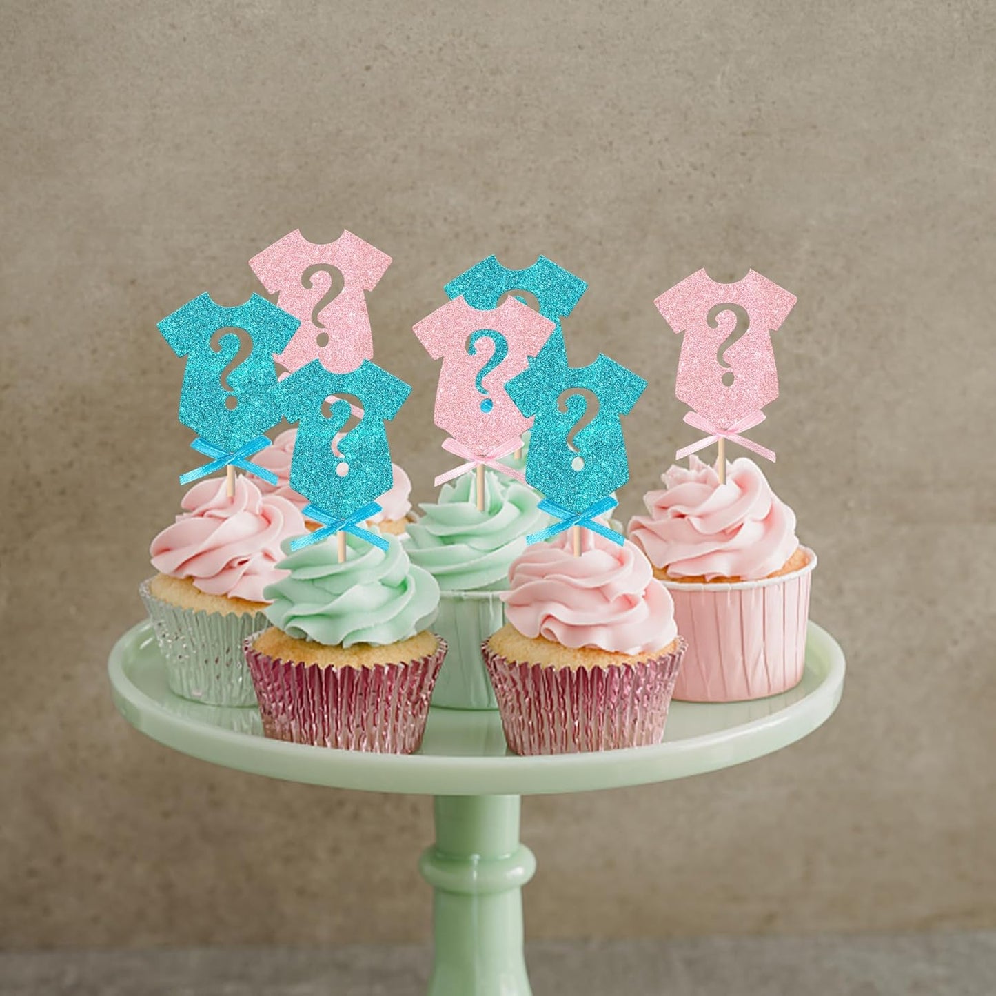 Rsstarxi 24 Pack Gender Reveal Cupcake Toppers Baby Shower Gender Reveal Party Decorations Pink or Blue Bow Tie Cupcake Picks for Boy or Girl Baby Shower Party Cake Decorations