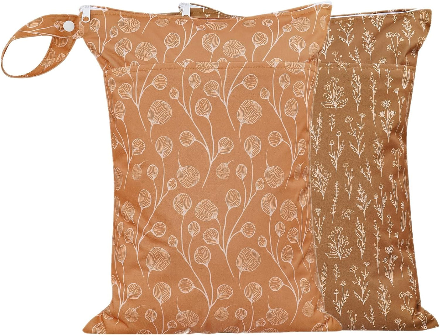 Wet Dry Bags with Two Zippered Pockets and Handle, Reusable Storage Bag for Breast Pump Parts & Baby Items, Waterproof Diaper Bags, Yoga Gym Bag for Swimsuits or Wet Clothes-2pcs, 11.8*15.75"