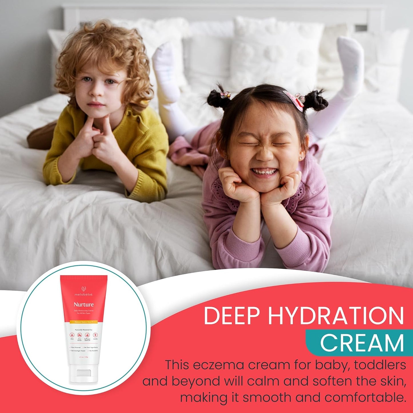 Nurture: Daily Moisturizing Cream - Baby Eczema Cream & Baby Lotion Sensitive Skin Baby Cream - Natural Baby Lotion and Baby Moisturizer Infused w/Shea, Aloe Vera & Jojoba Oils - 6oz