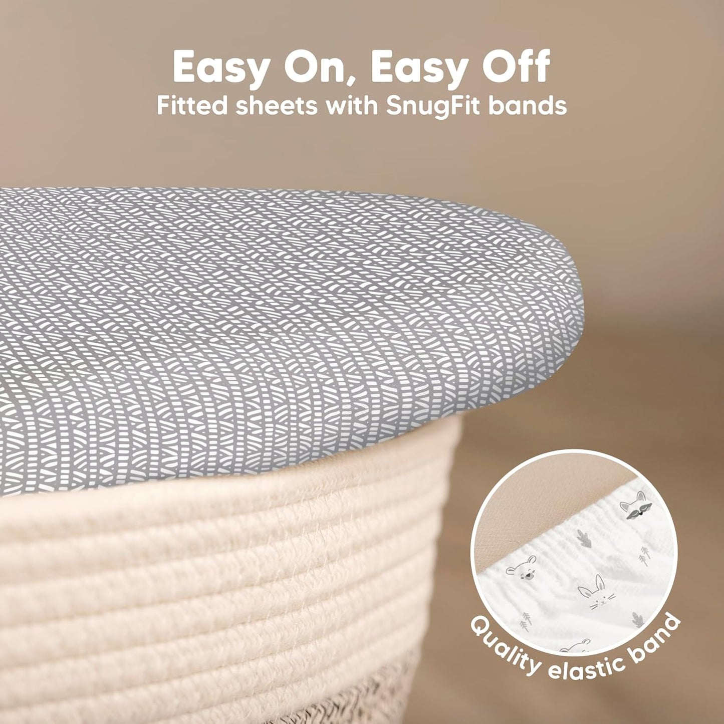 2-Pack Baby Bassinet Sheets Girl, Boy - 33x17 Viscose Derived from Bamboo Bedside Mattress Fitted Bassinet Sheets, Compatible with Halo Bassinest Swivel Sleeper, Baby Delight, Graco (Nordic)