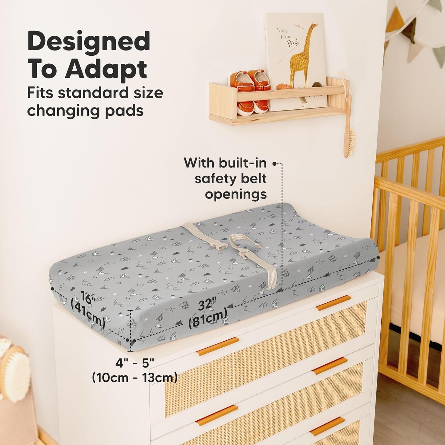 2-Pack Baby Changing Pad Cover for Girl, Boy - 32x16 Soft Viscose Derived from Bamboo Baby Diaper Changing Table Pad Cover Sheets, Neutral, Snug Fit Nursery Diaper Change Sheets (Woodland)