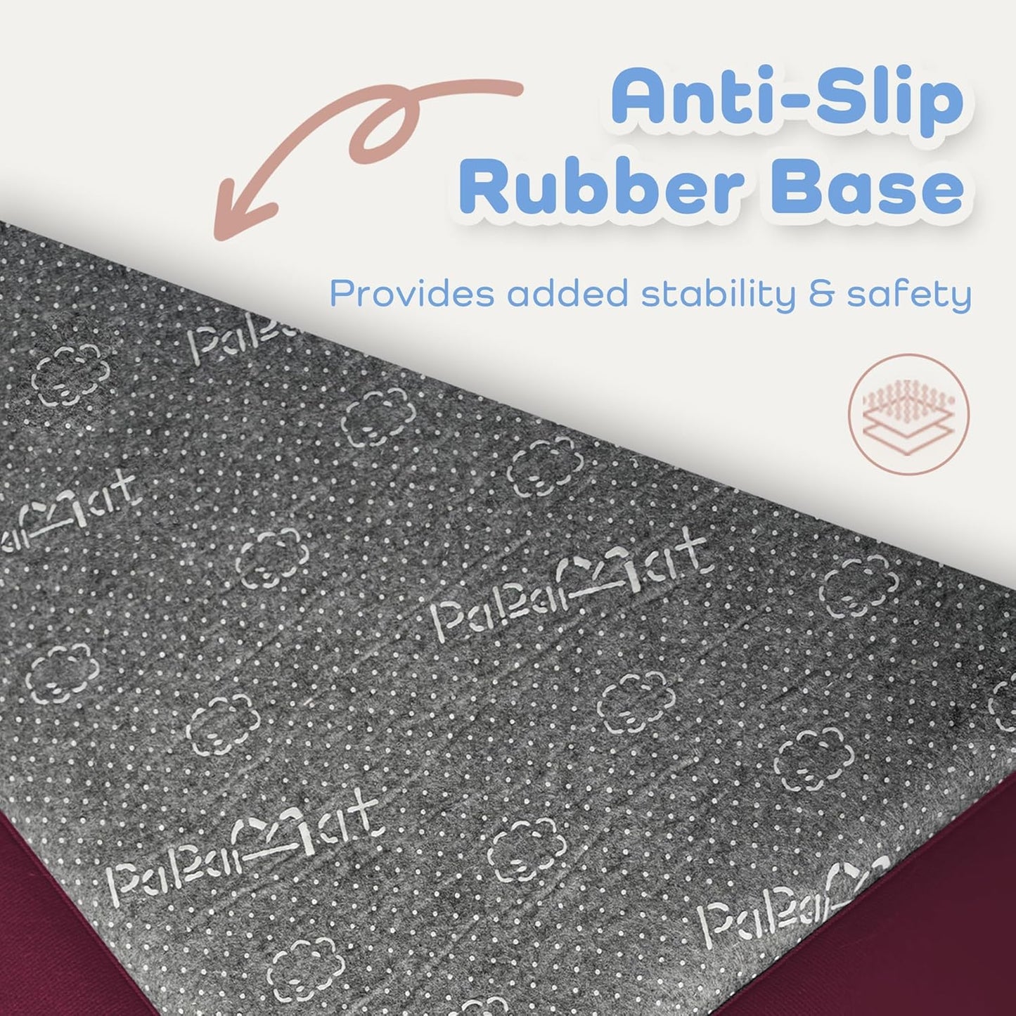 1.3" Thick Baby Floor Play Mat 50x50, Basic Padded Foam Mat for Tummy Time Crawling, Non Slip Cushioned for Babies Toddlers Infants Kids (Burgundy)