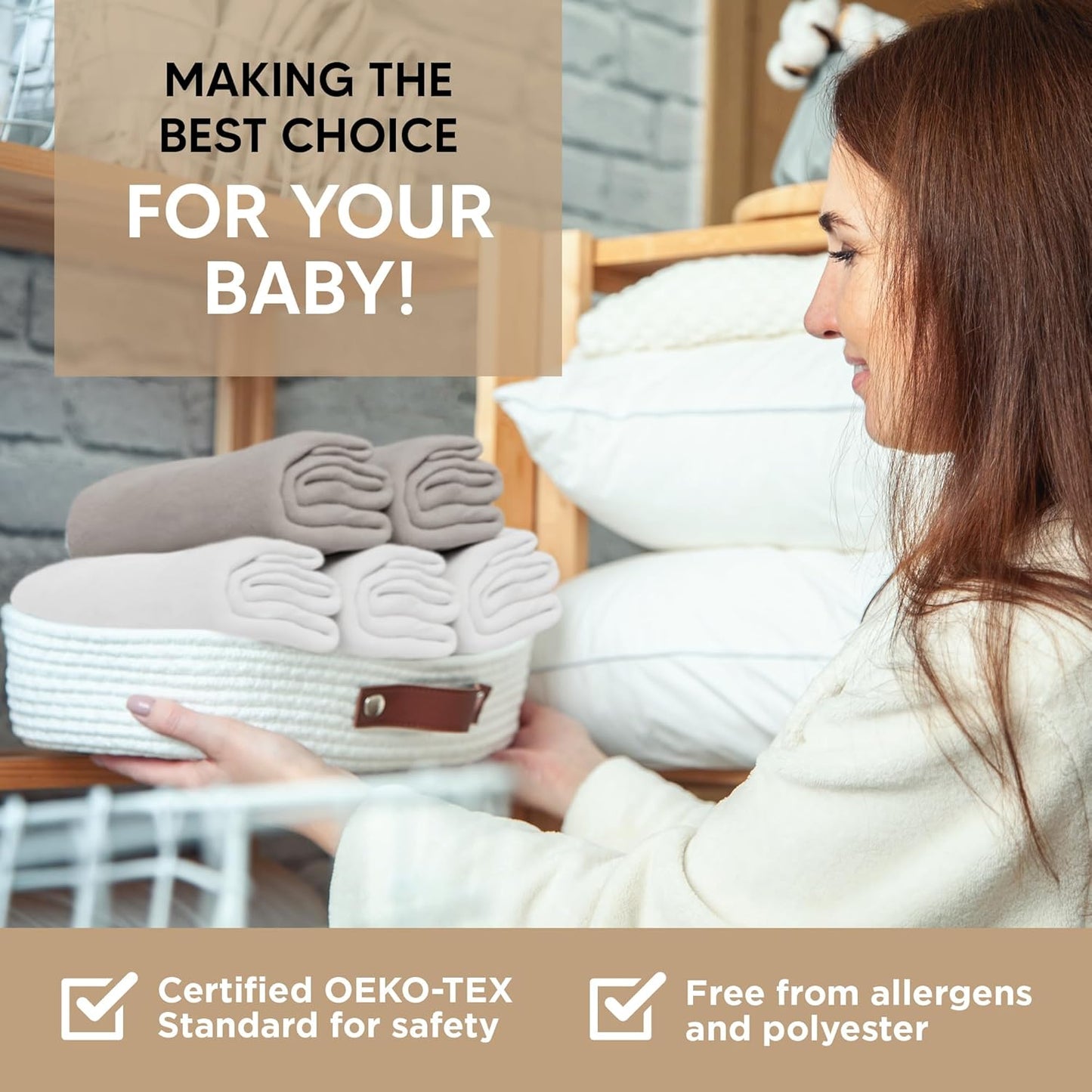 Bassinet Fitted Sheets - Compatible with Ingenuity Foldaway Rocking & Lullanight Soothing | 100% Organic Jersey Cotton - White + Grey | 32x19 (2 Pack)
