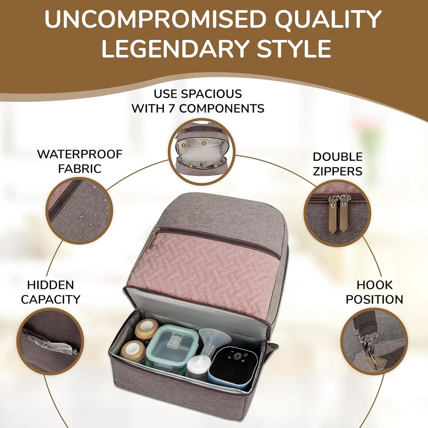 Village of Many Baby Diaper Bag Backpack - Multi-Function Waterproof Baby Bag,Medium Capacity Maternity Backpack with Insulated Pockets-Stylish&Durable Diaper Bag-Unisex, Gifts for Mothers (Rose&Grey)