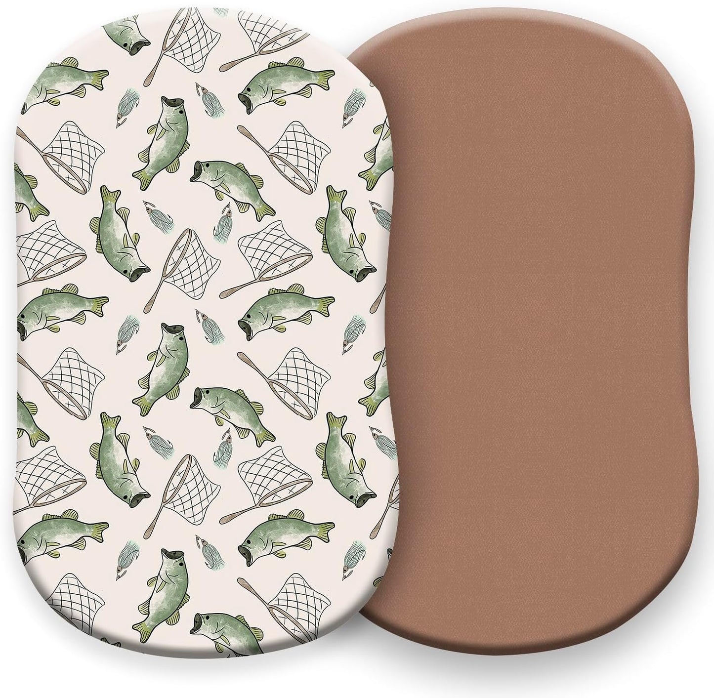 Pobibaby – 2 Pack Bassinet Sheets Boy, Bassinet Sheets Cotton for Neutral Nursery for Standard Rectangle Bassinets – Ultra-Soft Jersey Knit, Safe and Snug for Baby (Gone Fishing)