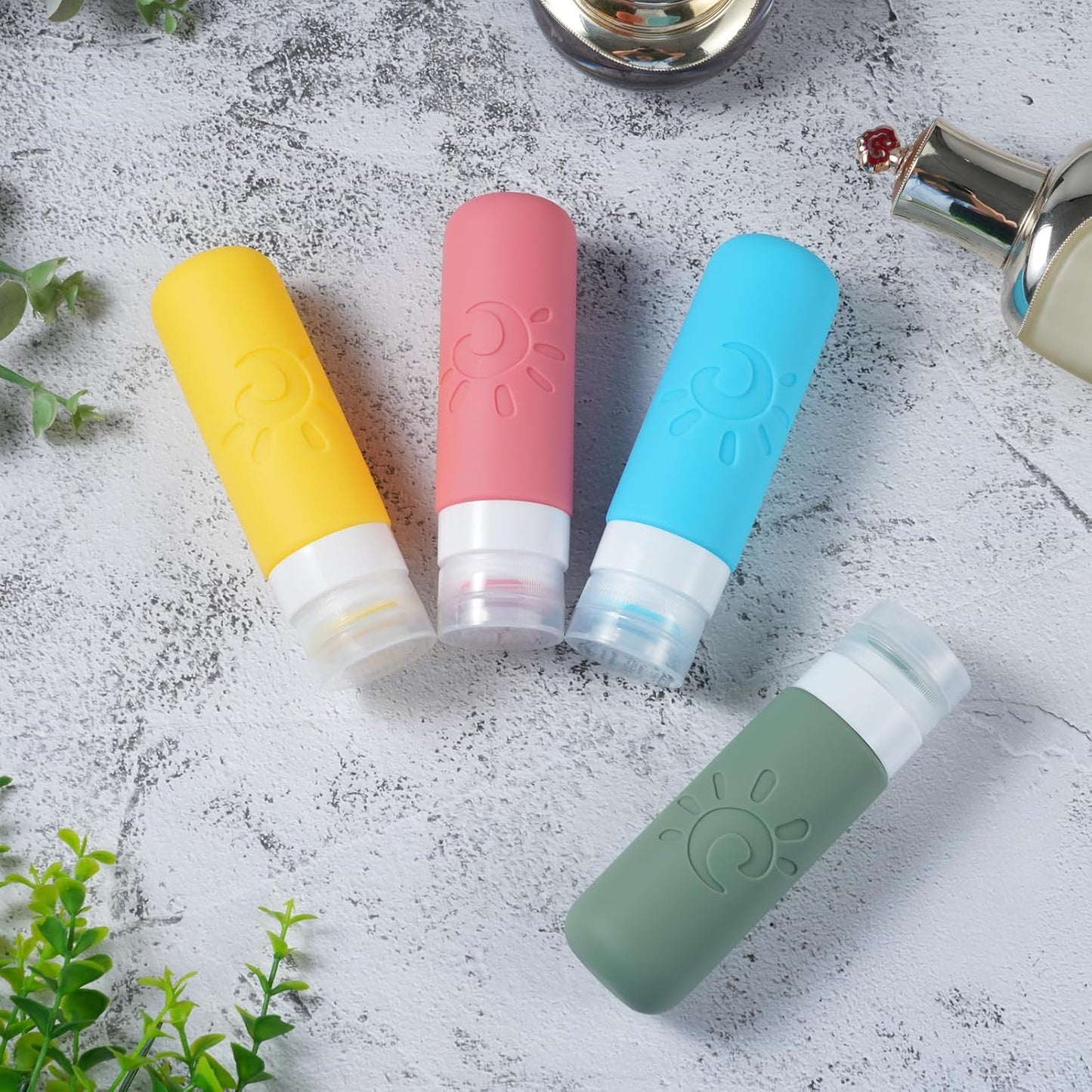 Travel Bottles for Toiletries, TSA Approved Travel Containers 3oz Leak Proof Travel Tubs Refillable Liquid Travel Accessories for Shampoo Conditioner Lotion Body Wash(Multicolored F)