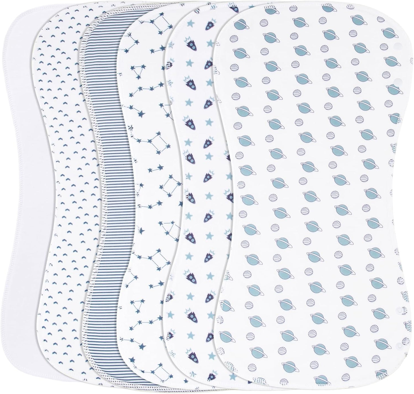 2-in-1 Burp Cloths and Baby Bibs - 6 Pack Large Super Absorbent Soft Cotton Burping Cloths for Spit Up, 3 Layers Thick Baby Burp Rags for Girls & Boys