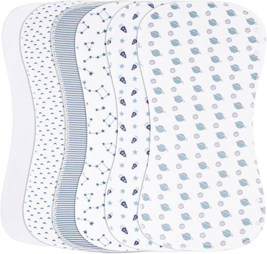 2-in-1 Burp Cloths and Baby Bibs - 6 Pack Large Super Absorbent Soft Cotton Burping Cloths for Spit Up, 3 Layers Thick Baby Burp Rags for Girls & Boys