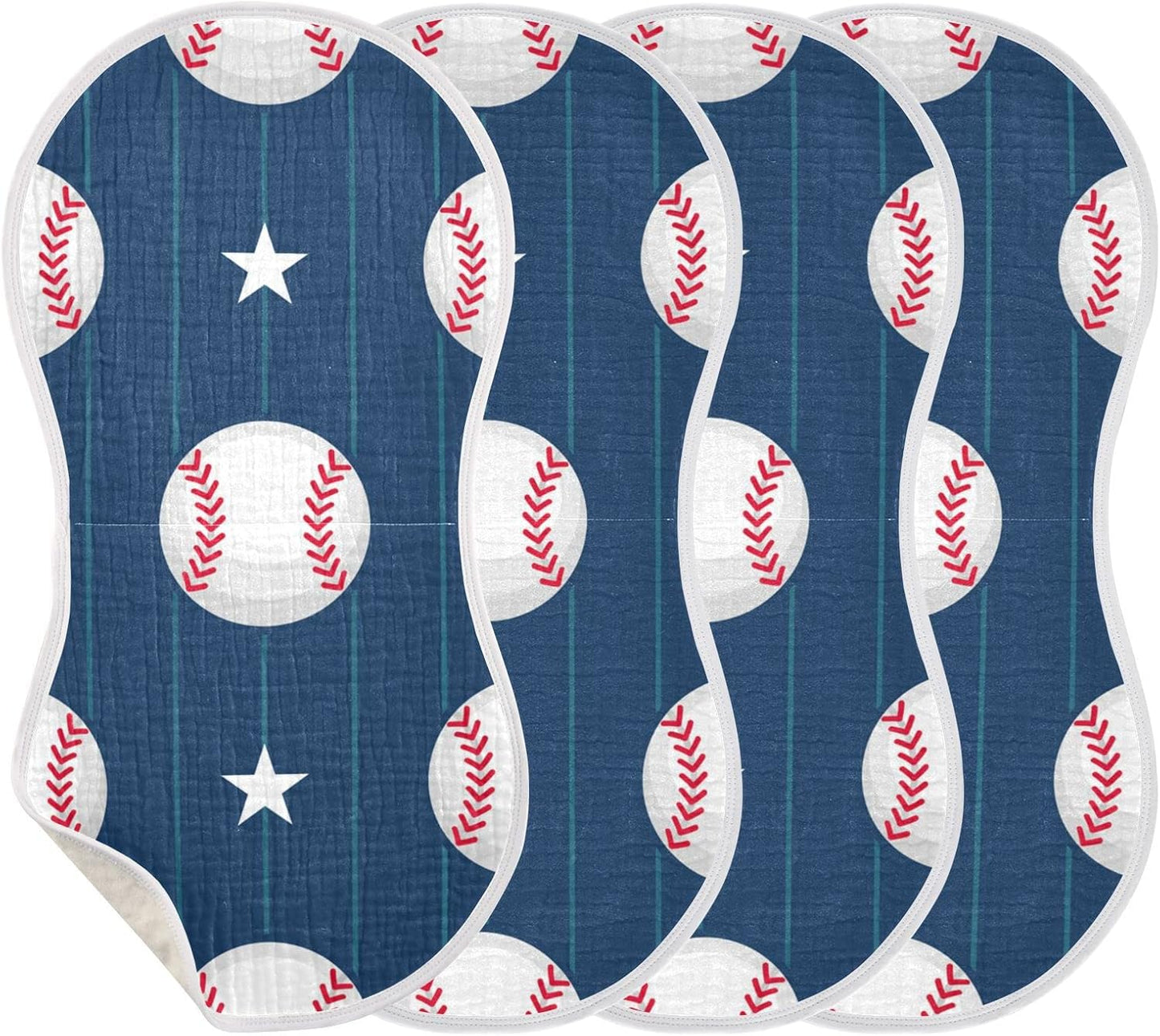 Muslin Baby Burp Cloths Set of 1, Soft Absorbent Baseball Stripe Muslin Washcloths, Bibs, Face Towel for Newborn Boys Girls, 22 x 11 Inch