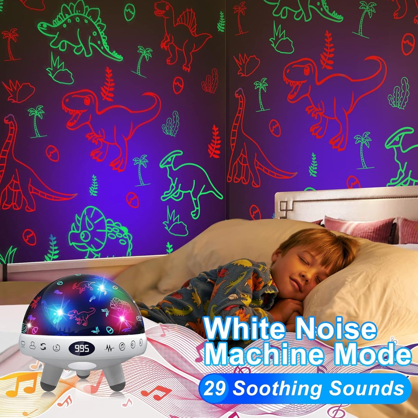 YACHANCE Dinosaur Night Light Projector for Kids with Timer&Remote.Dinosaur Gifts for 1-12 Year Boy.Dinosaur Toys for Kids 5-7 Year Old.Dinosaur Decor for Boys Room.Baby Night Light with 29 Sounds