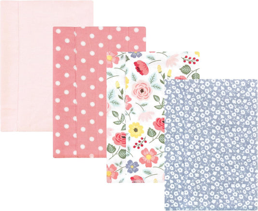 Luvable Friends Hudson Baby Flannel Burp Cloths 4pk, Blush Floral