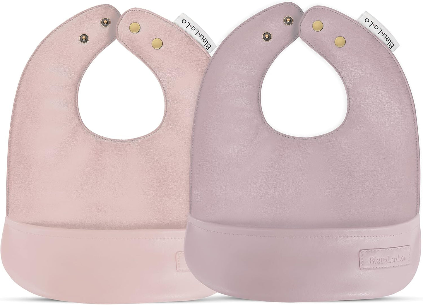 Vegan Leather Easy Clean Baby Bibs with Practical Pocket and Snaps - Great for Feeding and Teething Infants 0-12 Months