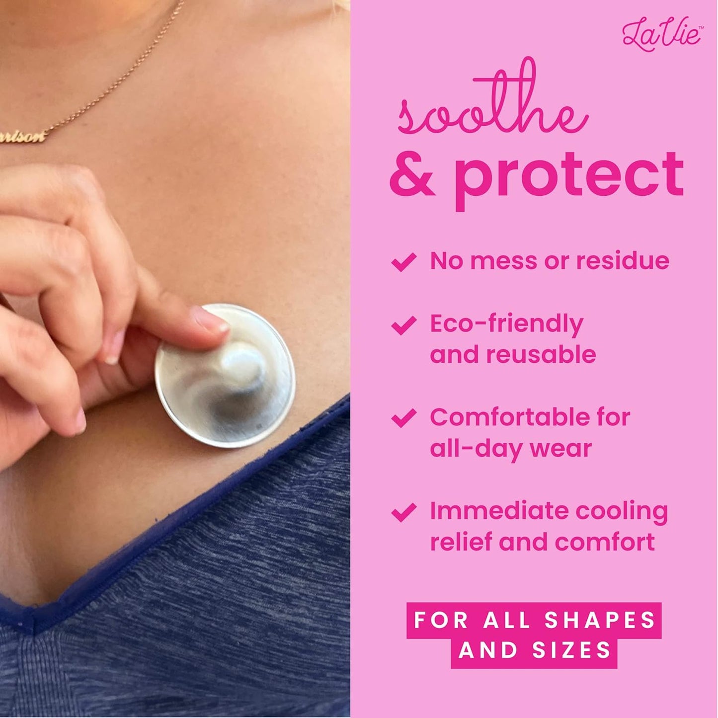 LaVie Silver Nursing Cups, Soothing Protection for Nursing Nipples of Newborns, Calming Relief for Breastfeeding Moms, 925 Silver Nipple Covers All Natural (Size 1)