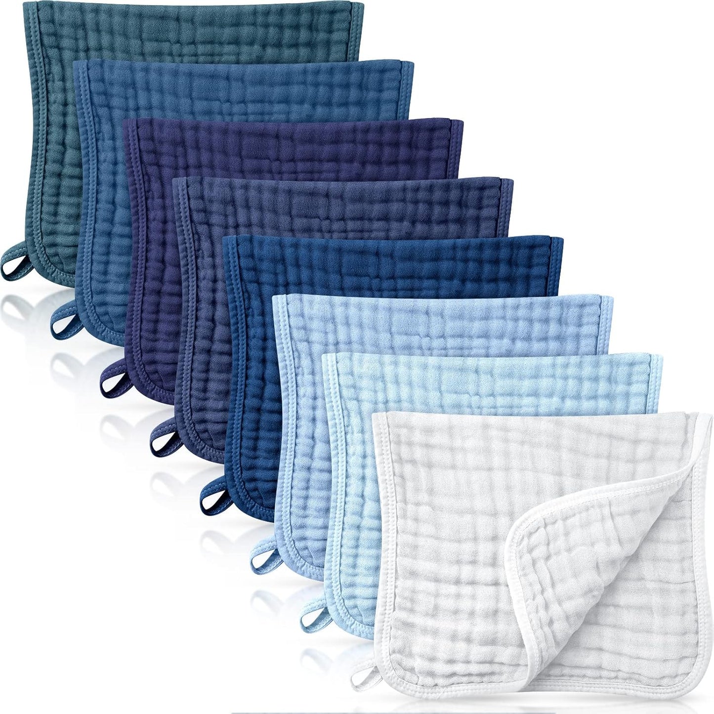 8 Packs Muslin Burp Cloths 6 Layers Unisex Baby Items Absorbent Burp Rags Colorful Muslin Washcloths for Baby Plain Soft Cotton Cloth for Babies Girls Boys, 10 x 20 Inch (Fresh Colors)